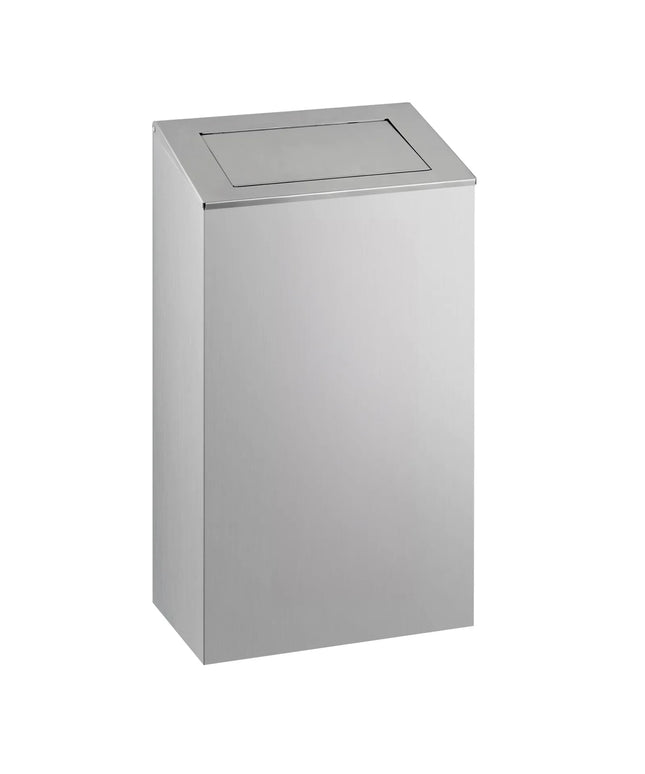 GGM Gastro Waste bin - Push-top bin - 38L - 600(H)x300(W)x215(D)mm - with slow-closing lid - Stainless steel
