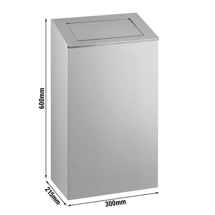 GGM Gastro Waste bin - Push-top bin - 38L - 600(H)x300(W)x215(D)mm - with slow-closing lid - Stainless steel