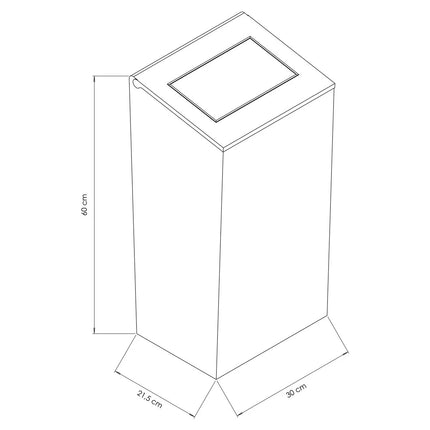 GGM Gastro Waste bin - Push-top bin - 38L - 600(H)x300(W)x215(D)mm - with slow-closing lid - Stainless steel