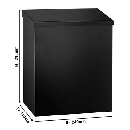GGM Gastro Waste bin - Wall-mounted - 7L - 290(H)x240(W)x110(D)mm - Black - Stainless steel