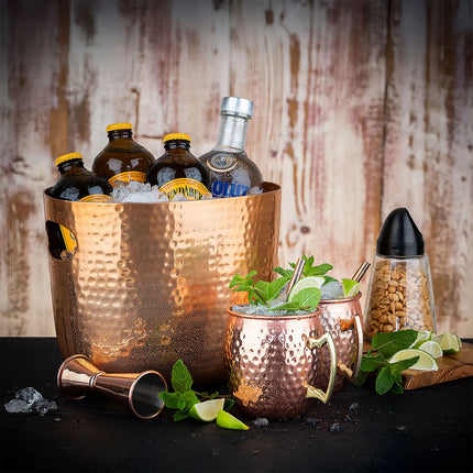 GGM Gastro Wine Bucket - Aluminium, hammered - 3.9 litres - Ø190mm - Height:200mm - Copper - with handles