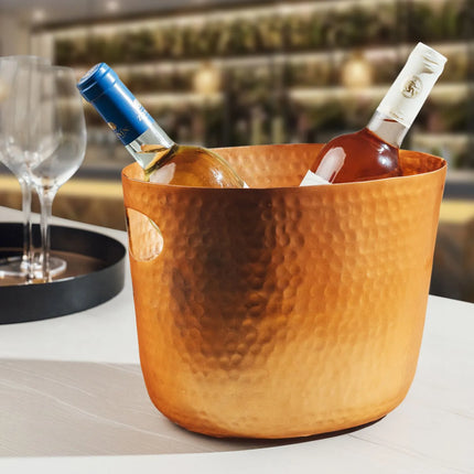 GGM Gastro Wine Bucket - Aluminium, hammered - 3.9 litres - Ø190mm - Height:200mm - Copper - with handles