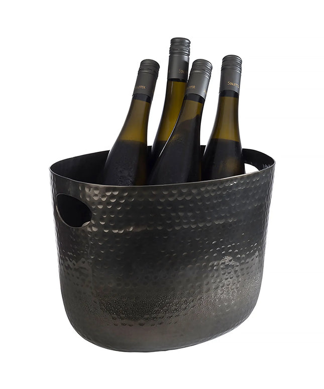GGM Gastro Wine Bucket - Aluminium, Hammered, Gunmetal - 7 litres - Ø235mm - Height:230mm - Black - with handles