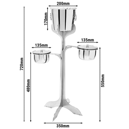GGM Gastro Wine Bucket with Stand & 2 Ice Buckets - Stainless Steel - Height:720mm