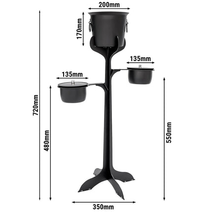 GGM Gastro Wine Bucket with Stand & 2 Ice Buckets - Stainless Steel - Height:720mm - Black