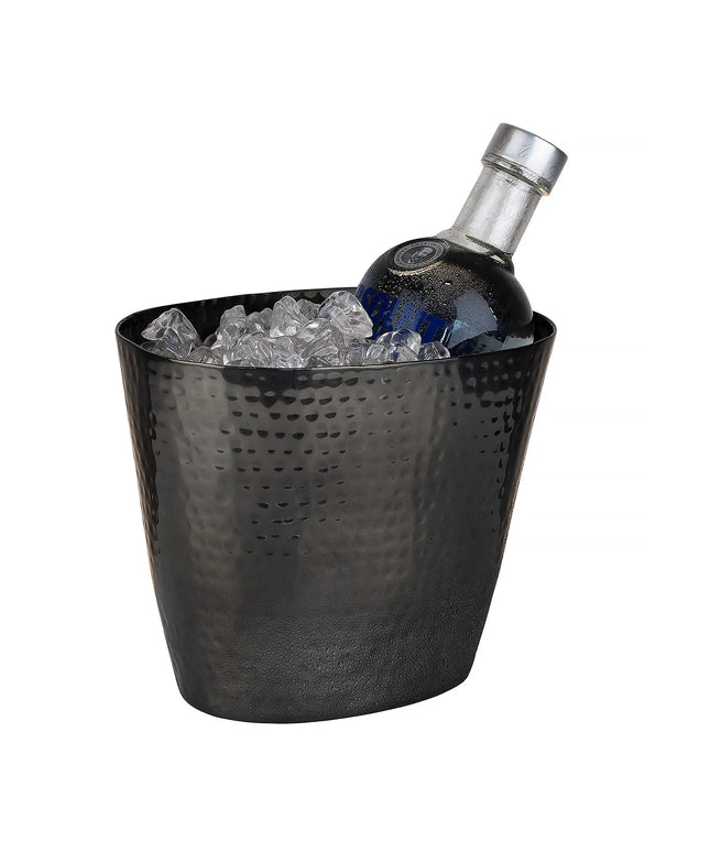 GGM Gastro Wine & Champagne Bucket - Aluminium, Hammered, Gunmetal Look - 2.1 litres - Ø205mm - Height:170mm - Black