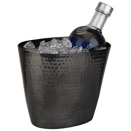GGM Gastro Wine & Champagne Bucket - Aluminium, Hammered, Gunmetal Look - 2.1 litres - Ø205mm - Height:170mm - Black