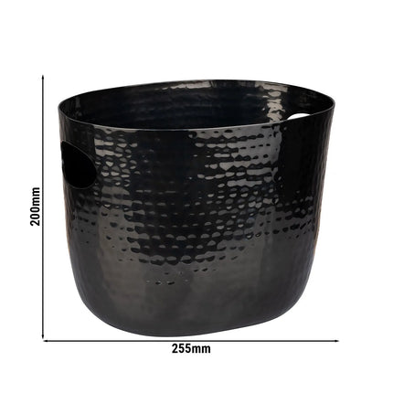 GGM Gastro Wine & Champagne Bucket - Aluminium, Hammered, Gunmetal Look - 3.9 litres - Ø190mm - Height:200mm - Black - with handles