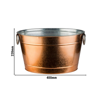 GGM Gastro Wine & Champagne Tub - TIN - Galvanised Steel - 11 litres - Ø400mm - Height:220mm - Copper - with plastic insert