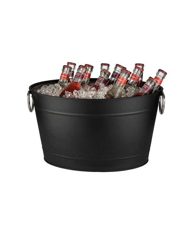 GGM Gastro Wine & Champagne Tub - TIN - Galvanised Steel - 11 litres - Height:220mm - Black - with plastic insert