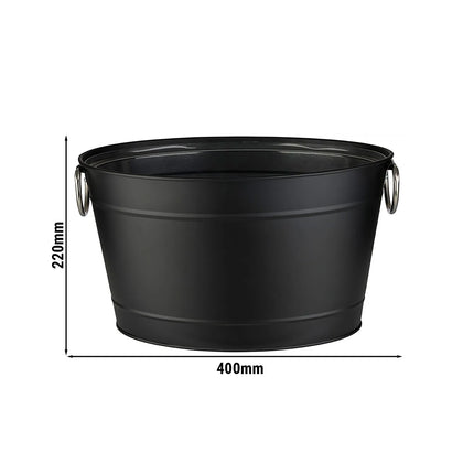 GGM Gastro Wine & Champagne Tub - TIN - Galvanised Steel - 11 litres - Height:220mm - Black - with plastic insert