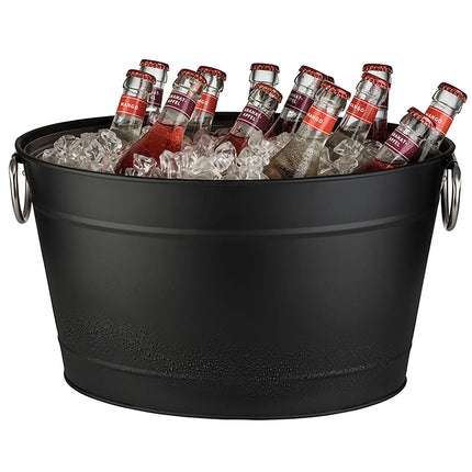 GGM Gastro Wine & Champagne Tub - TIN - Galvanised Steel - 11 litres - Height:220mm - Black - with plastic insert