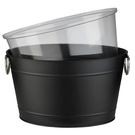 GGM Gastro Wine & Champagne Tub - TIN - Galvanised Steel - 11 litres - Height:220mm - Black - with plastic insert