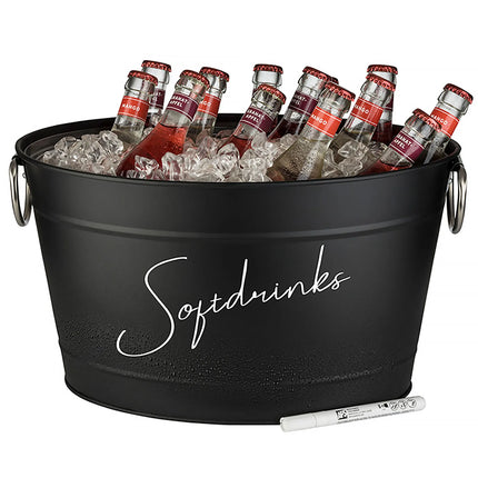 GGM Gastro Wine & Champagne Tub - TIN - Galvanised Steel - 11 litres - Height:220mm - Black - with plastic insert