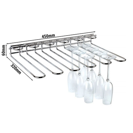 GGM Gastro Wine Glass Rack - Ceiling-mounted - Chrome-plated Steel - 450mm - holds up to 20 glasses