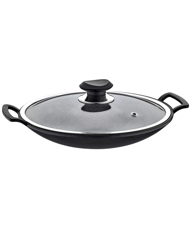 GGM Gastro Wok - Ø 300mm - Height: 115mm - Non-stick - with glass lid - Black - suitable for all hob types including induction