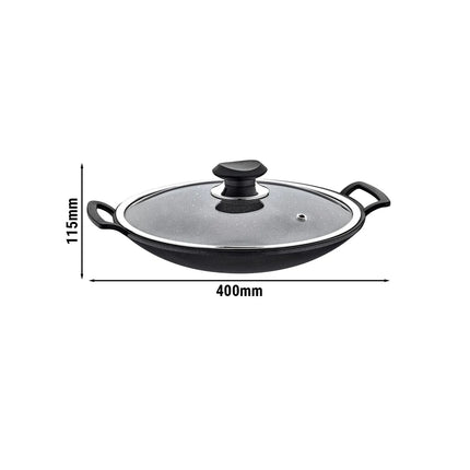 GGM Gastro Wok - Ø 300mm - Height: 115mm - Non-stick - with glass lid - Black - suitable for all hob types including induction