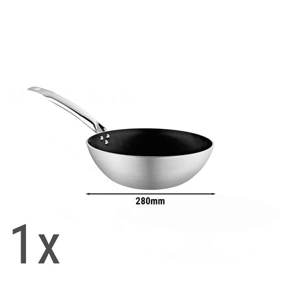 GGM Gastro Wok Set - Aluminium - Ø 240/280/300mm - Non-stick - suitable for ceramic, electric, gas - 3-piece