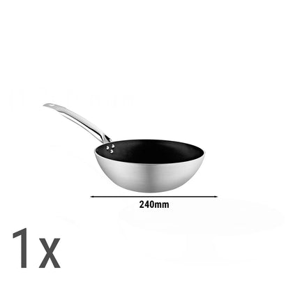 GGM Gastro Wok Set - Aluminium - Ø 240/280/300mm - Non-stick - suitable for ceramic, electric, gas - 3-piece