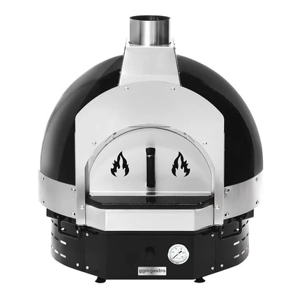 GGM Gastro Wood-Fired Pizza Oven - Single Deck - Black - up to 400°C - incl. Base frame - with Wheels