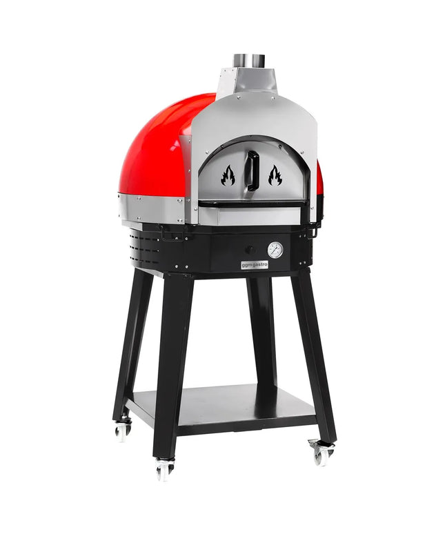 GGM Gastro Wood-Fired Pizza Oven - Single Deck - Red - up to 400°C - with Base frame