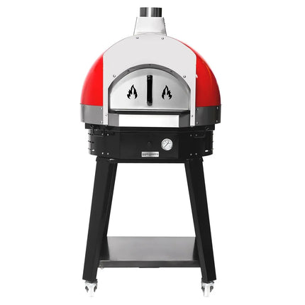 GGM Gastro Wood-Fired Pizza Oven - Single Deck - Red - up to 400°C - with Base frame
