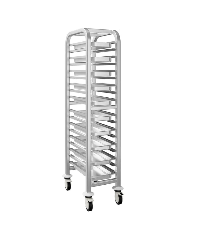 GGM Gastro Xe Đẩy Khay GN - Thép Không Gỉ - 17 Tầng - Cho 17 Khay GN 1/1 - Bánh Xe Có Phanh Êm