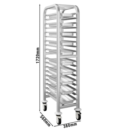 GGM Gastro Xe Đẩy Khay GN - Thép Không Gỉ - 17 Tầng - Cho 17 Khay GN 1/1 - Bánh Xe Có Phanh Êm