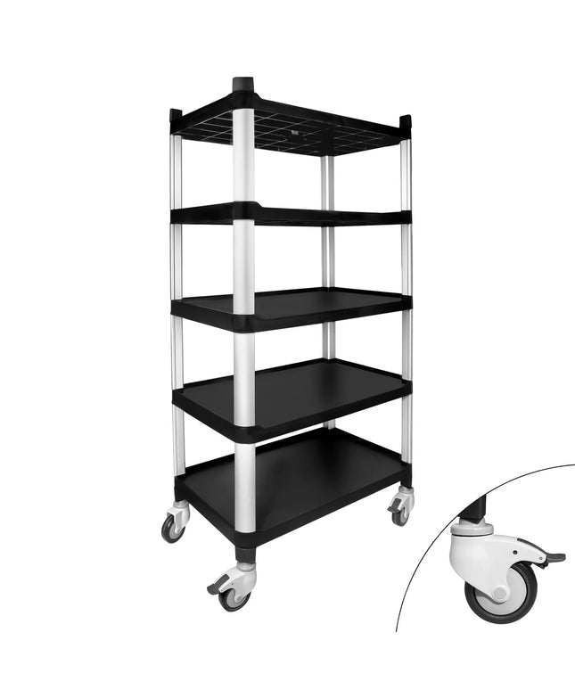 GGM Gastro Xe Đẩy Phục Vụ - 5 Tầng - 800x500x1600mm - Tải Trọng 250kg - Bánh Xe Êm