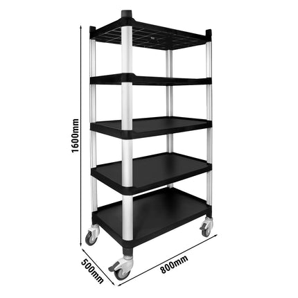 GGM Gastro Xe Đẩy Phục Vụ - 5 Tầng - 800x500x1600mm - Tải Trọng 250kg - Bánh Xe Êm