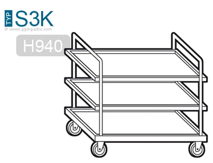 GGM Gastro Xe Đẩy Phục Vụ - Hạng Nặng - 1000x500mm - 3 Tầng