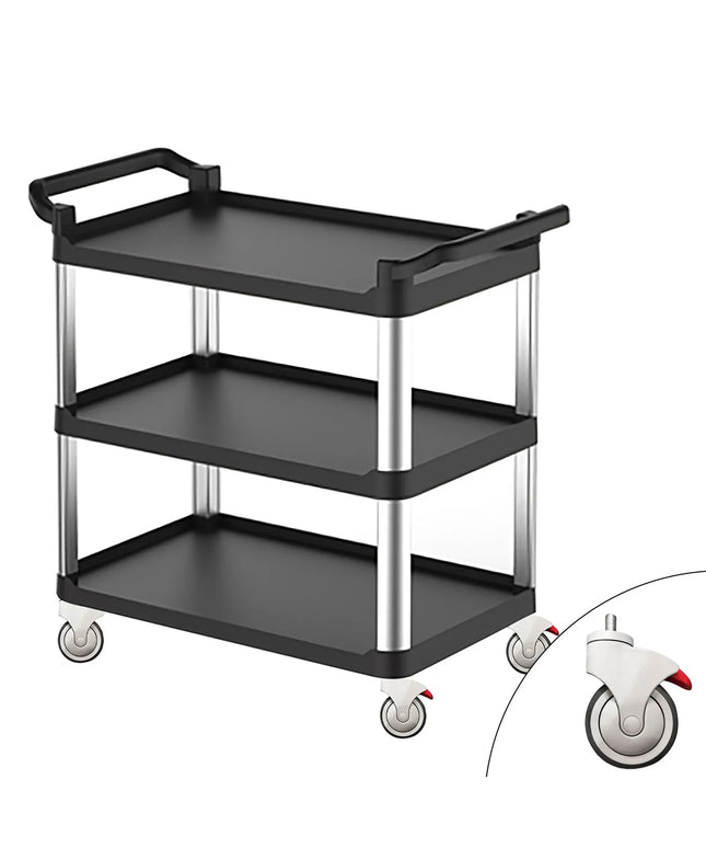 GGM Gastro Xe Đẩy Phục Vụ - Xe Phục Vụ & Dọn Bàn - 800x500mm - 3 Tầng - Bánh Xe Êm