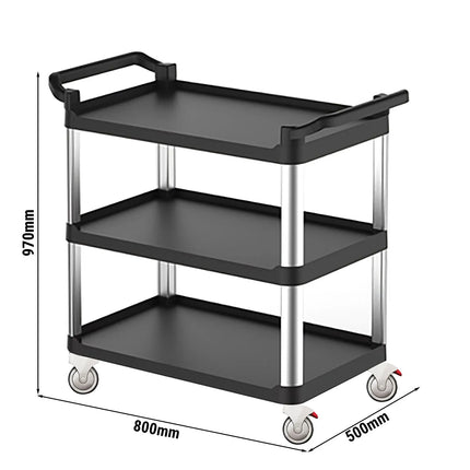 GGM Gastro Xe Đẩy Phục Vụ - Xe Phục Vụ & Dọn Bàn - 800x500mm - 3 Tầng - Bánh Xe Êm