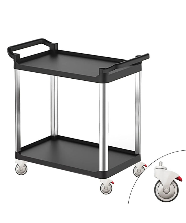GGM Gastro Xe Đẩy Phục Vụ - Xe Phục Vụ & Dọn Bàn - Nhựa - 800x500mm - 2 Tầng - Bánh Xe Êm