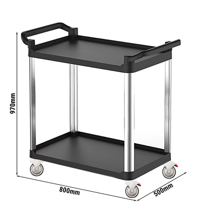 GGM Gastro Xe Đẩy Phục Vụ - Xe Phục Vụ & Dọn Bàn - Nhựa - 800x500mm - 2 Tầng - Bánh Xe Êm