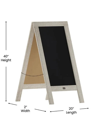 Giá Bảng Phấn Nam Châm 2 Mặt Flash Furniture HGWA-GDI-CRE8-654315-GG - 50.8 x 101.6 cm, Gỗ Thông, Trắng Cổ Điển