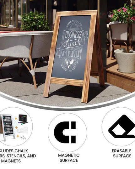 Giá Bảng Phấn Từ Tính Hai Mặt Flash Furniture HGWA-GD1I-CRE8-942315-GG - 50.8cm x 101.6cm, Gỗ Thông, Màu Nâu Mộc Mạc
