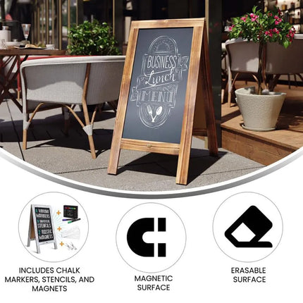 Giá Bảng Phấn Từ Tính Hai Mặt Flash Furniture HGWA-GD1I-CRE8-942315-GG - 50.8cm x 101.6cm, Gỗ Thông, Màu Nâu Mộc Mạc