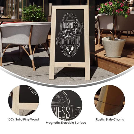 Giá Bảng Phấn Từ Tính Hai Mặt Flash Furniture HGWA-GDI-CRE8-472315-GG - 50.8cm x 101.6cm, Gỗ Thông, Màu Nâu Cổ Điển