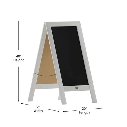 Giá Bảng Phấn Từ Tính Hai Mặt Flash Furniture HGWA-GDI-CRE8-754315-GG - 50.8 cm x 101.6 cm, Gỗ Thông, Màu Trắng