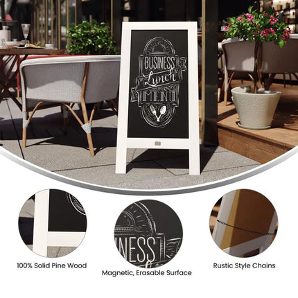 Giá Bảng Phấn Từ Tính Hai Mặt Flash Furniture HGWA-GDI-CRE8-754315-GG - 50.8 cm x 101.6 cm, Gỗ Thông, Màu Trắng