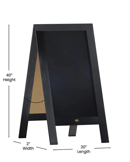 Giá Bảng Phấn Từ Tính Hai Mặt Flash Furniture HGWA-GDIS-CRE8-052315-GG - 50.8cm x 101.6cm, Gỗ Thông, Màu Đen