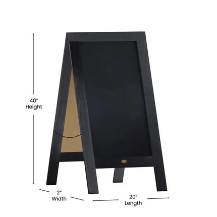 Giá Bảng Phấn Từ Tính Hai Mặt Flash Furniture HGWA-GDIS-CRE8-052315-GG - 50.8cm x 101.6cm, Gỗ Thông, Màu Đen