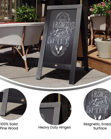 Giá Bảng Phấn Từ Tính Hai Mặt Flash Furniture HGWA-GDIS-CRE8-052315-GG - 50.8cm x 101.6cm, Gỗ Thông, Màu Đen