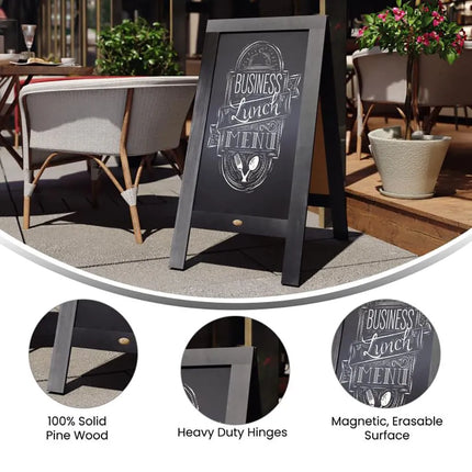 Giá Bảng Phấn Từ Tính Hai Mặt Flash Furniture HGWA-GDIS-CRE8-052315-GG - 50.8cm x 101.6cm, Gỗ Thông, Màu Đen