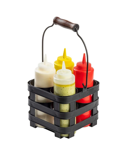 Giá Đỡ Bình Squeeze Tablecraft 11846 4 Ngăn Thép Màu Đen