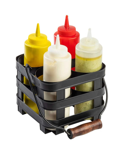 Giá Đỡ Bình Squeeze Tablecraft 11846 4 Ngăn Thép Màu Đen