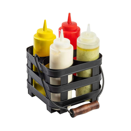 Giá Đỡ Bình Squeeze Tablecraft 11846 4 Ngăn Thép Màu Đen