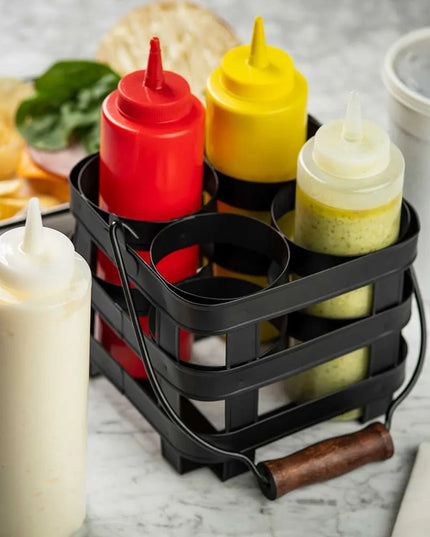 Giá Đỡ Bình Squeeze Tablecraft 11846 4 Ngăn Thép Màu Đen