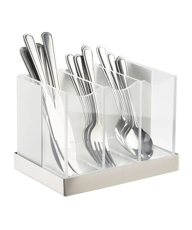 Giá Đựng Dao Muỗng Nĩa Luxe 3 Ngăn Cal-Mil 3015-55, Trắng, Inox
